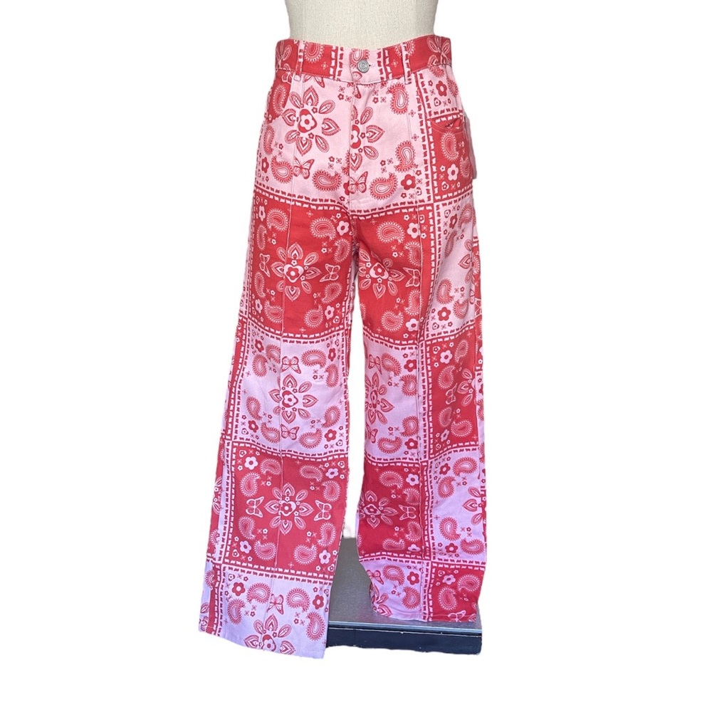 Lisa Says Gah Red Paisley Straight-Leg Jeans - Picture 5 of 13